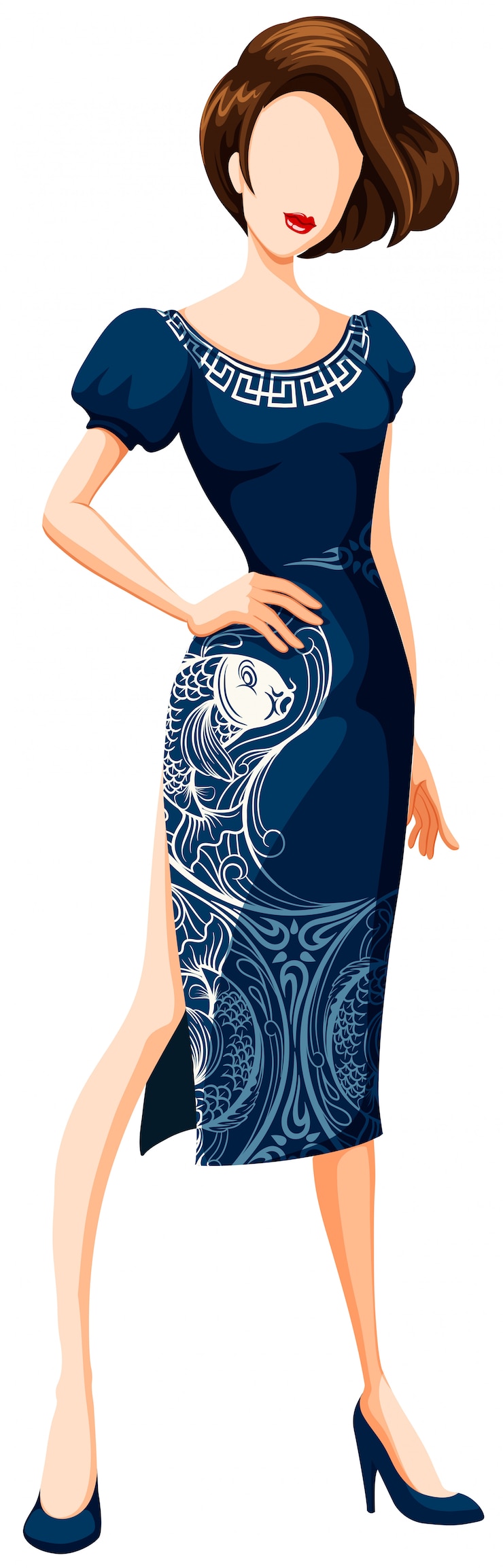 Vector vestido chino de la moda