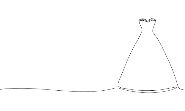 Vestido continuo de una línea Banner de concepto de moda en estilo de dibujo a mano de arte de línea Vector de contorno