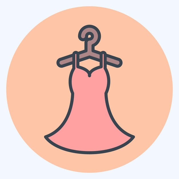 Vestido cosido con icono adecuado para el diseño de estilo de color mate del símbolo del sastre editable