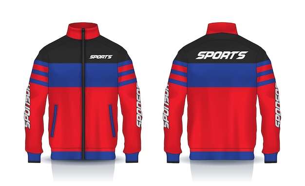 Vestido deportivo chaqueta contra el viento diseño tracksuit diseño vista delantera y trasera