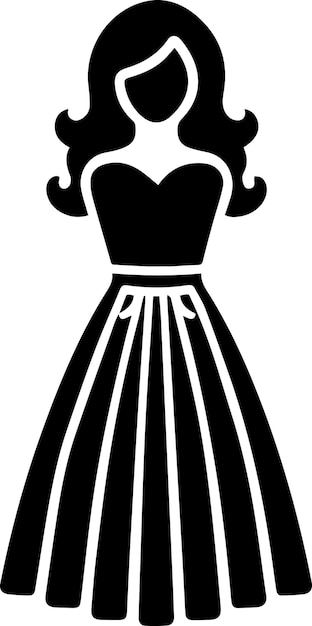 Vestido femenino ilustración de arte vectorial silueta de color negro 12