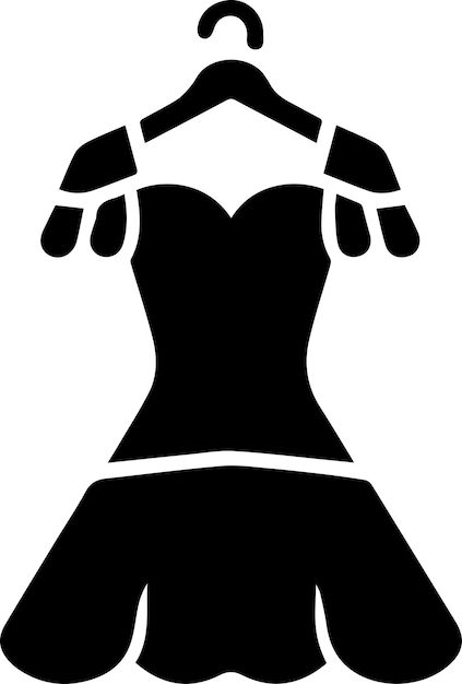 Vector vestido femenino ilustración de arte vectorial silueta de color negro 24