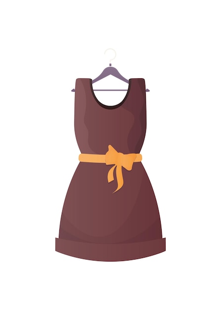 Vector vestido femenino marrón aislado sobre fondo blanco estilo de dibujos animados vector