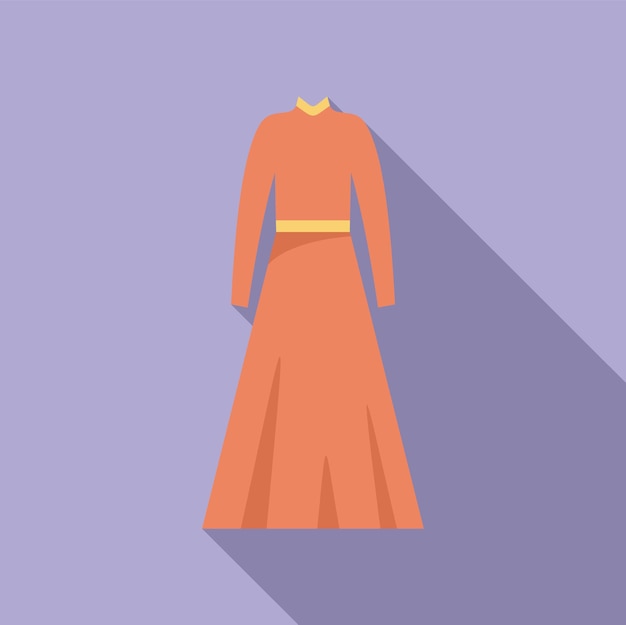 Vestido largo naranja con mangas largas y cinturón para ocasiones especiales