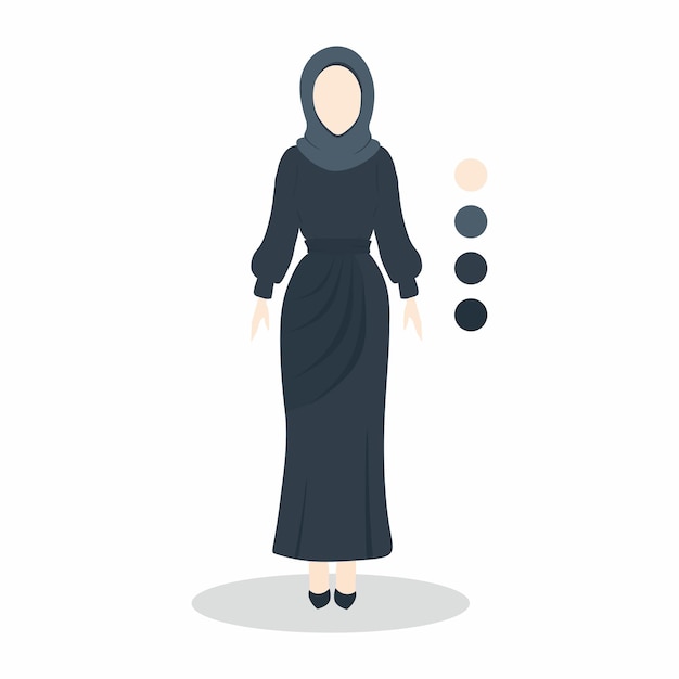 Vestido de la marina hijab guía de vestimenta de la dama de honor