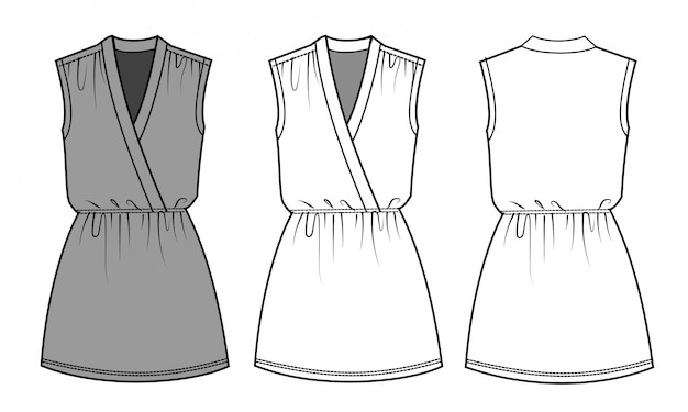 vestido de moda plantilla de dibujo plano