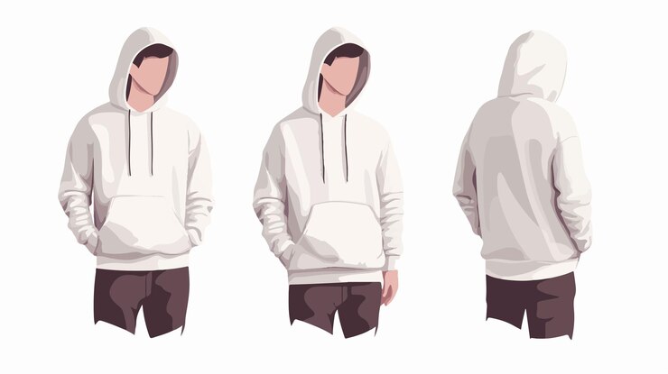 Vector vestido moderno de moda urbana para hombres con capucha blanca vestido de calle estilo de vida