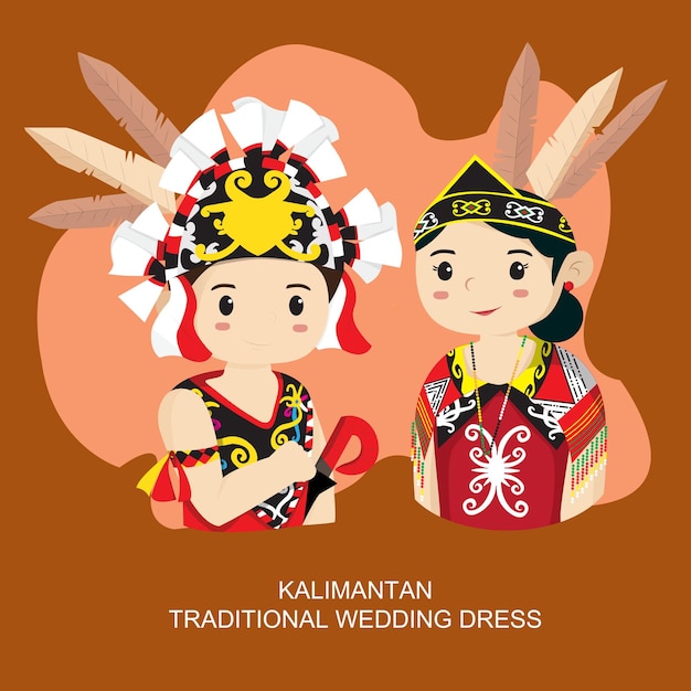 Vector el vestido de novia tradicional de kalimantan