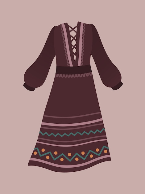 Vector vestido ornamental boho