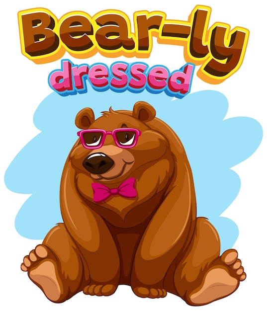 Vector vestido de oso un gracioso juego de palabras de dibujos animados de animales