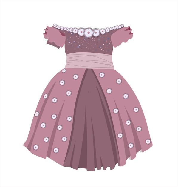 Vector vestido de princesa aislado sobre fondo blanco