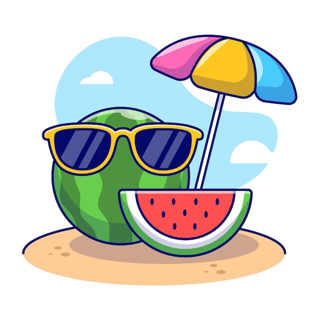 Vector vestido de sandía de verano con gafas de sol con ilustración del pabellón