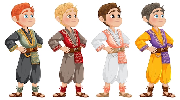 Vestido tradicional de los personajes de dibujos animados
