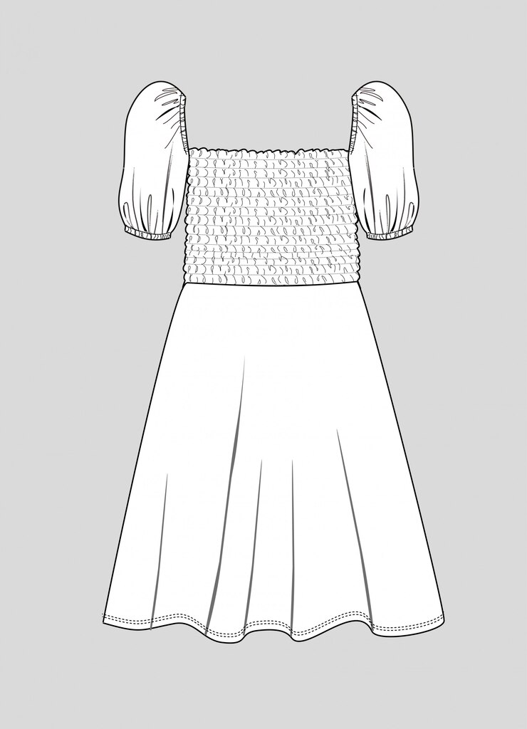 Vestido de verano con mangas abullonadas y smocked técnico