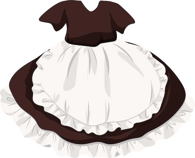 Vestir uniforme de sirvienta con delantal en dibujos animados