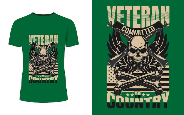 Vector veterano comprometido con el diseño de camisetas de veterano del país