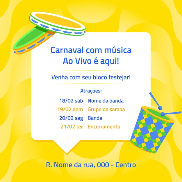 Vector vetor de convite de carnaval brasileiro