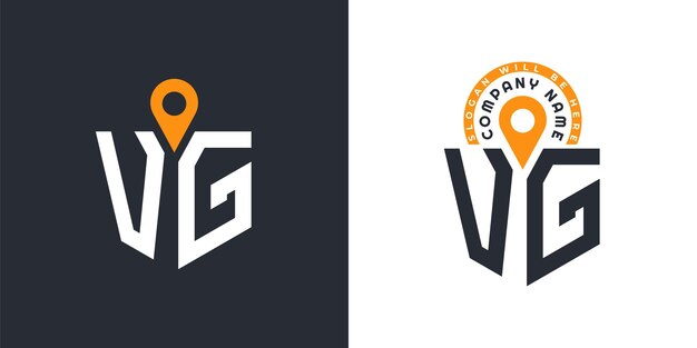 VG Location Logo Bundle Letter VG Logo Dual Vector Icons para el reclutamiento y la navegación