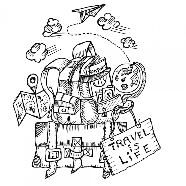 Vector viajar es fife, doodle