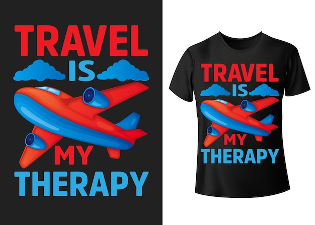 Viajar es mi terapia camiseta tipografía citas vector