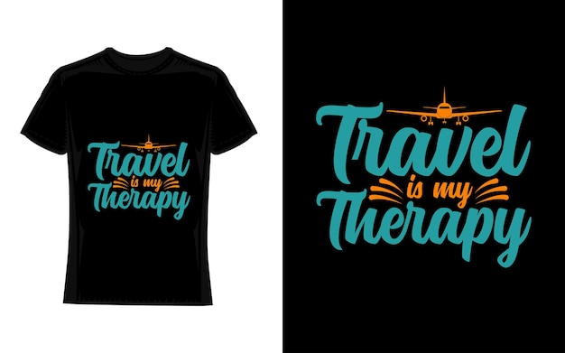 viajar es mi terapia tipografía de viaje diseño de camiseta