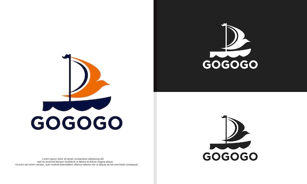 Viajar con ilustración de diseño de logotipo de barco