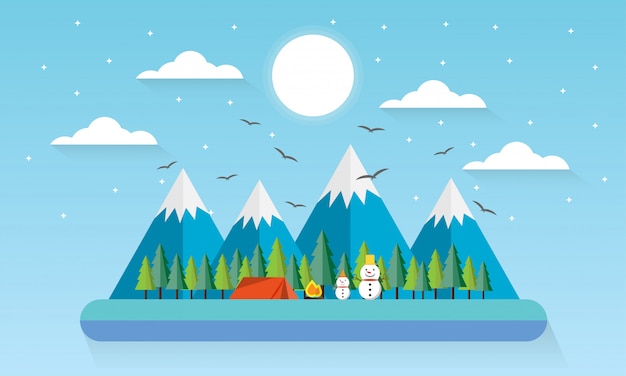 Viajar Invierno Montaña Bosque Paisaje