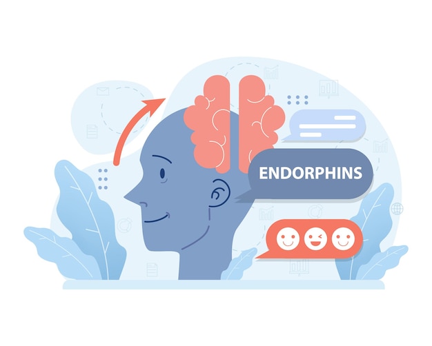 El viaje de alegría del cerebro destaca la liberación de endorfinas las sustancias químicas que hacen sentir bien esta ilustración