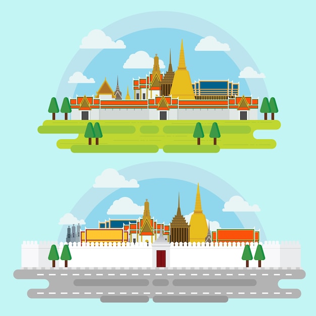 Viaje alrededor en vector del ejemplo del diseño de la arquitectura de las señales de Bangkok.