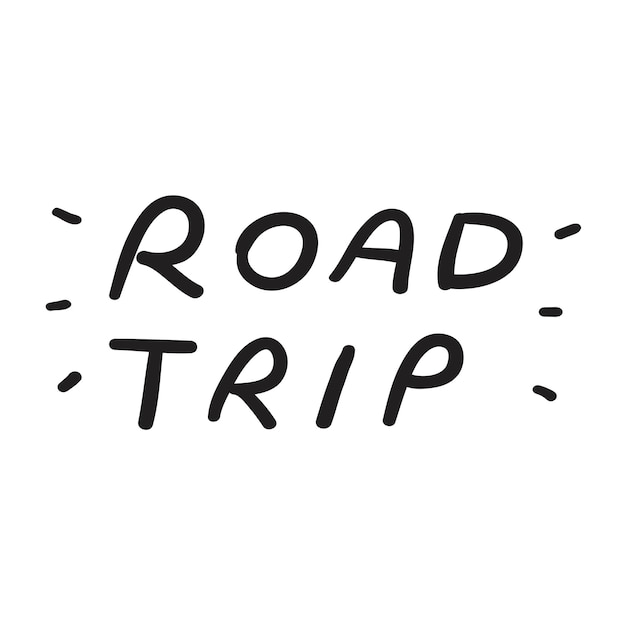 Viaje por carretera Frases de vacaciones escritas a mano en fondo blanco Ilustración vectorial