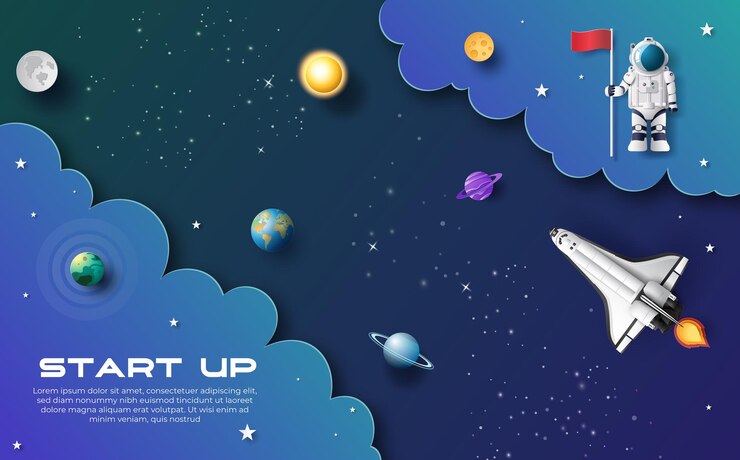 Viaje de inicio Estilo de corte de papel en el espacio