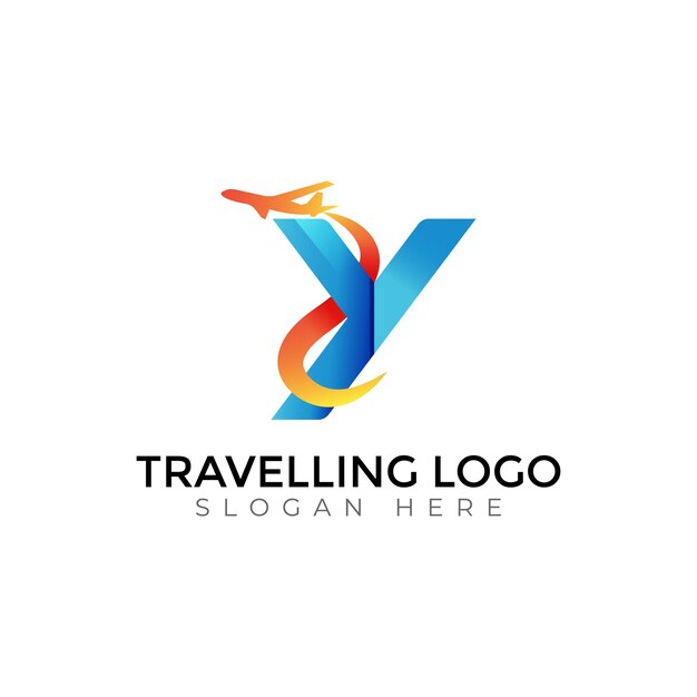 Viaje por la letra Y plantillas vectoriales creativas tipografía abstracta diseño de logotipo colorido