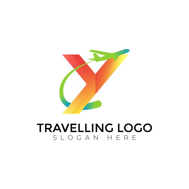 Viaje por la letra Y plantillas vectoriales creativas tipografía abstracta diseño de logotipo colorido