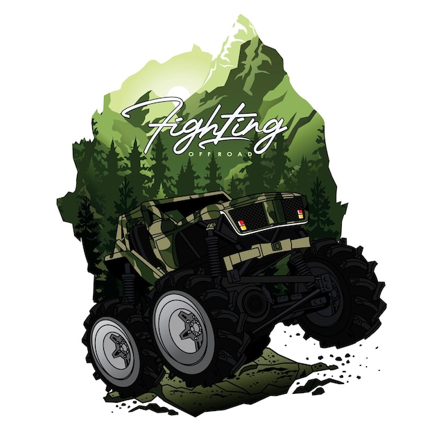 viaje de lucha, impresión gráfica de diseño de ilustración de coche vectorial