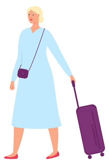 Viaje de mujer con equipaje Viaje de verano turístico de mujer