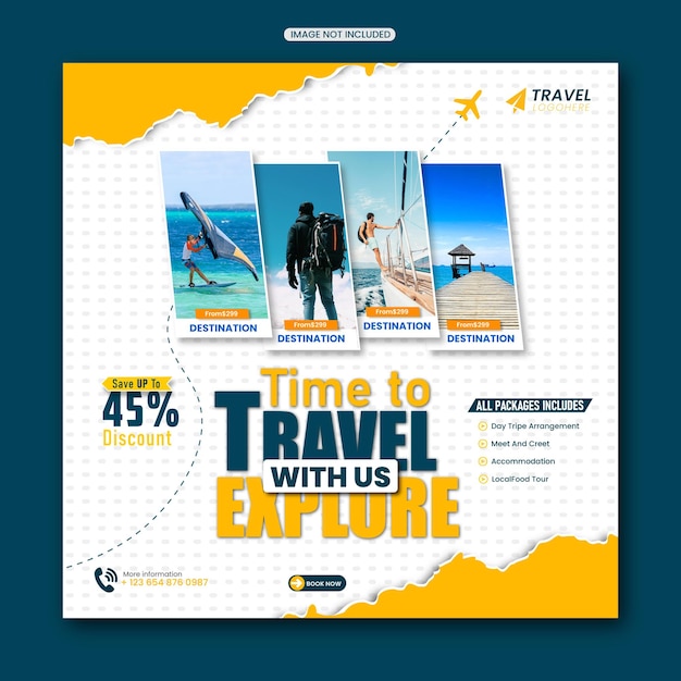 Viaje a las redes sociales diseño de plantillas de banners viajes vacaciones turismo marketing med social