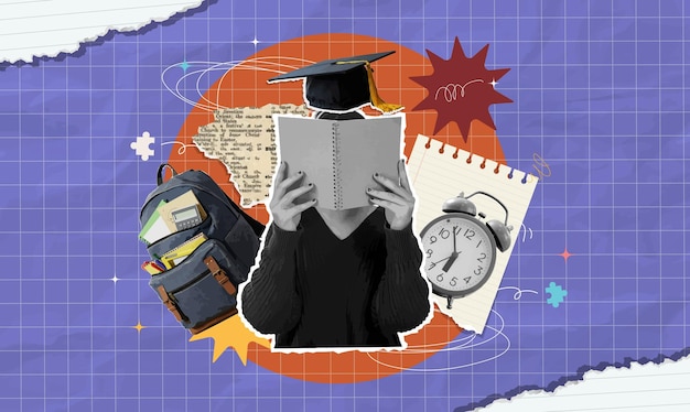 Viaje de regreso a la escuela destacado por la preparación académica y el entusiasmo Ilustración vectorial