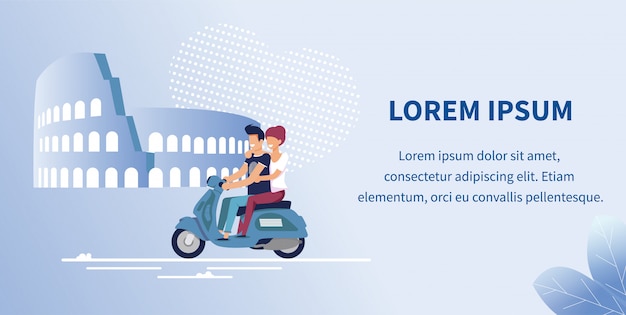 Viaje romántico para parejas Banner de texto publicitario