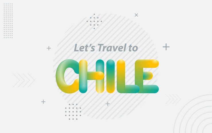 Vector viajemos a chile tipografía creativa con efecto de mezcla 3d ilustración vectorial