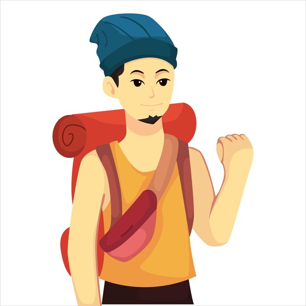 Viajero con ilustración de diseño de personajes de mochila