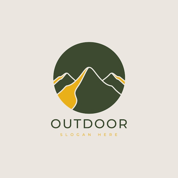 Viajes al aire libre de montaña explorar diseño de logotipo vector gráfico