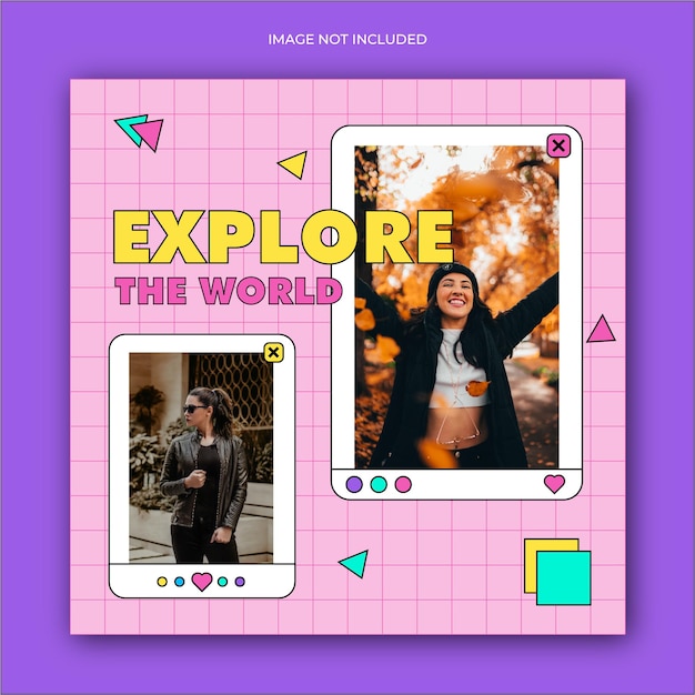 Viajes explorar plantilla de publicación de instagram con estilo divertido