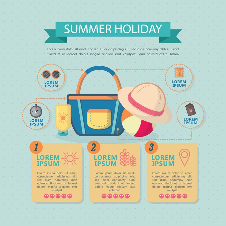 Vector viajes infográficos que planean una idea plana de negocios de vacaciones de verano. ilustración vectorial de hipster