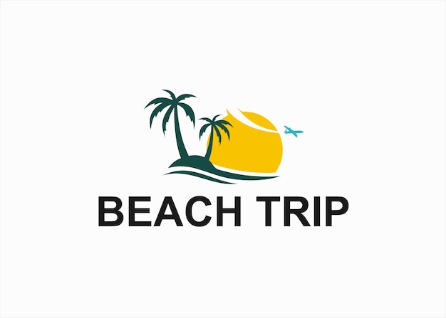 Viajes playa logo diseño vector silueta ilustración