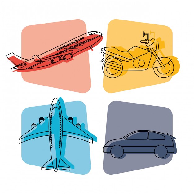 Vector viajes y transporte de dibujos animados.