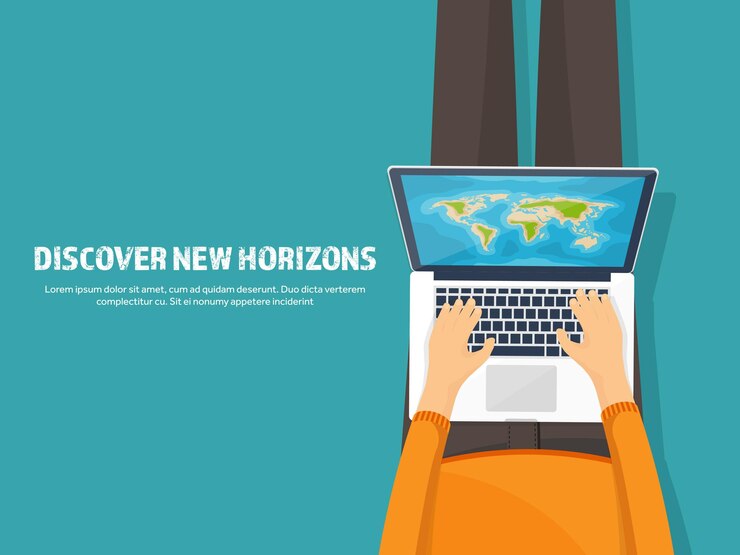 Vector viajes y turismo estilo plano mundo mapa de la tierra y globo viaje viaje vacaciones de verano viajar