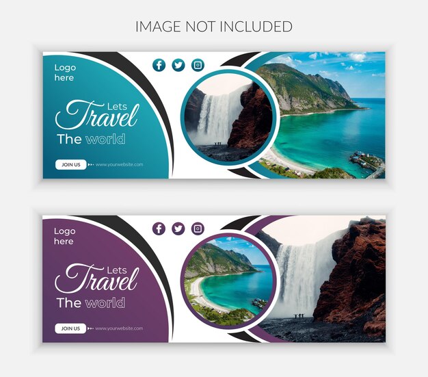 Viajes y turismo vectoriales gratuitos diseño de portada de Facebook Diseño de plantilla de portada de redes sociales modernas