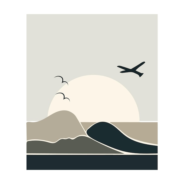 Vector viajes de vacaciones de paisaje minimalista