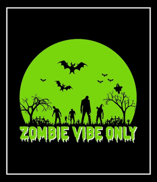 vibe zombie solo diseño de camisetas de halloween, gráfico vectorial