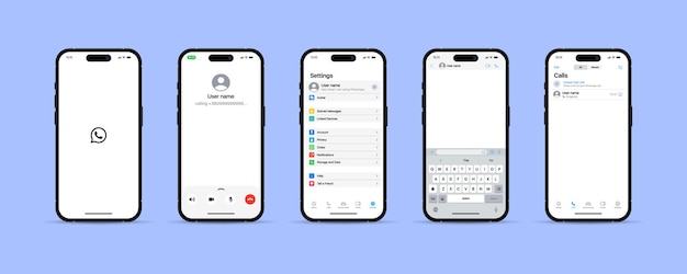 Viber messenger iPhone app mockup plantilla de interfaz de usuario llamadas en línea diseño de la aplicación móvil Un conjunto de pantallas en el mensajero Viber mensajero popular Viber